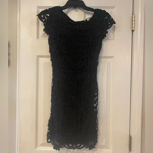 She and Sky Black Lace Overlay Dress